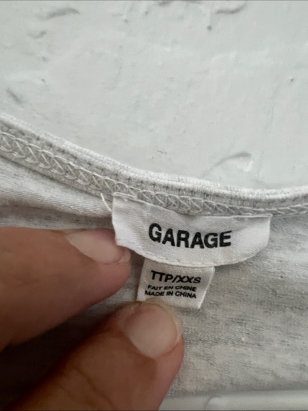 Women's Square Neck Long Sleeve Top - Light Gray from the Garage. - Picture 3 of 5